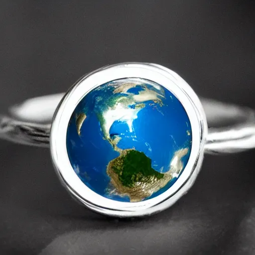 Prompt: Earth on the inside of a ring