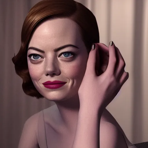 Image similar to Emma Stone as Grace Kelly, hyper realistic, octane render, 8k, high quality