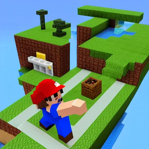 Image similar to Mario in Minecraft