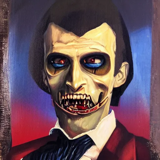 Image similar to oil portrait of cyborg Dracula