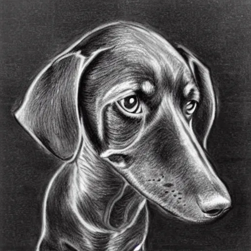 Prompt: 'after life is over it is all over. the universe might not as well not exist after it all ends because you will no longer exist because you will be non-existent for eternity!', a drawing of a dachshund, very interesting.