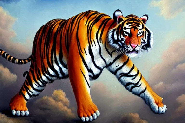 Image similar to ( ( a beautiful 8 k photorealistic masterpiece oil - painting ) ( close up ) and ( zoom out ) ( of ( a tiger soft toy ) ( talking to a girl ( while running on a roof ) ) ) ( hyperrealism ) ( 1 6 k ) ( trending on artstation )