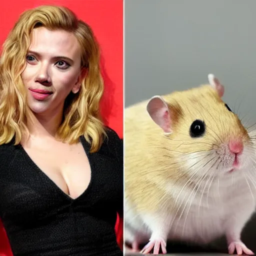 Prompt: scarlett johansson as a hamster hybrid
