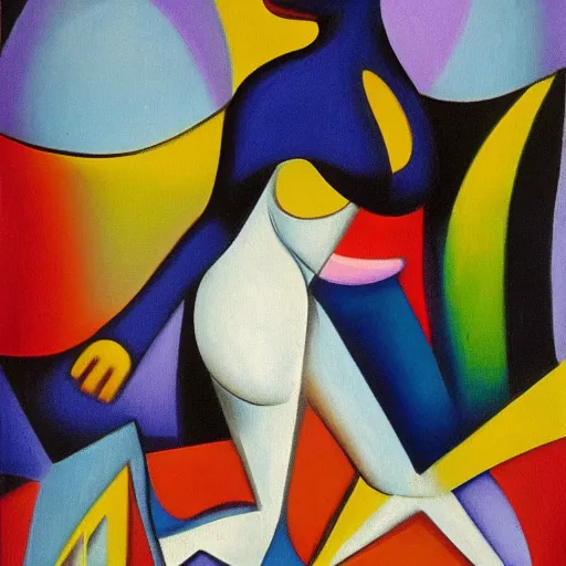 Prompt: her footprints were the markings of her tribe as she danced across the landscape, abstract art in the style of cubism and georgia o keefe,