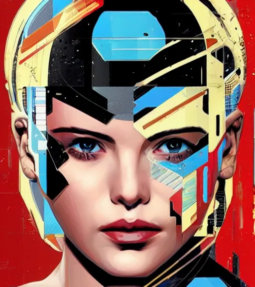 Image similar to portrait of a female android, by MARVEL comics and Sandra Chevrier