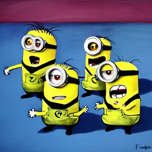 Image similar to The Minions painted by Francis Bacon