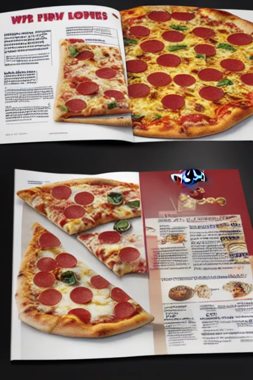 Image similar to pizza advert, print on magazine