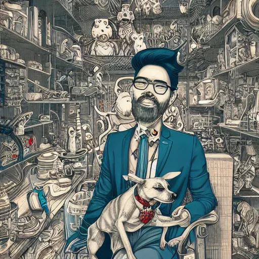 Image similar to crazy dog apartments, extremely detailed, sharp focus, wide view, full body shot, smooth, digital illustration, by james jean, by rossdraws, frank franzzeta, mcbess, sakimichan