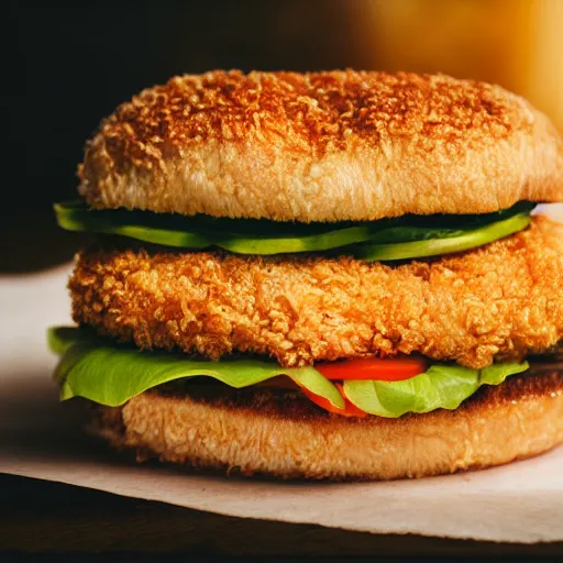 Prompt: HOT PHOTO OF A CRISPY CRISPY CHICKEN SANDWICH, MACRO PHOTO