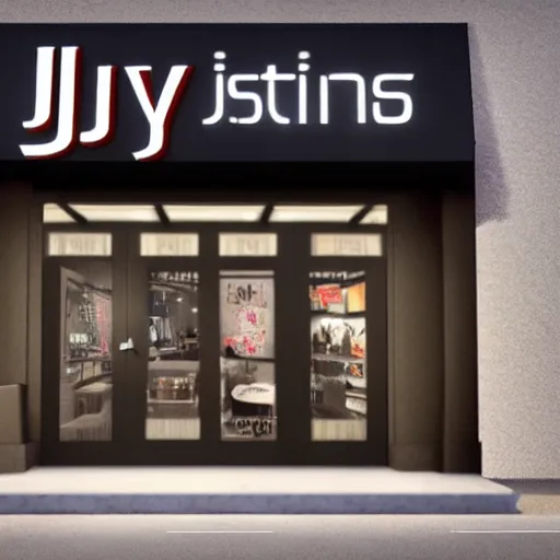 Prompt: jny 5 internet studios store front