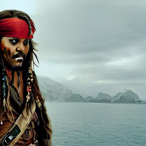 Prompt: Jim Carrey as Jack Sparrow,