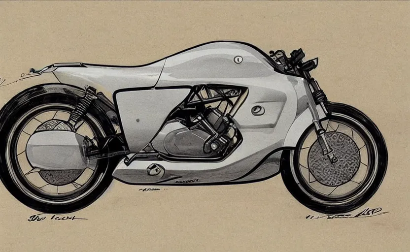 Prompt: 1 9 6 0 s yamaha sport motorcycle concept, sketch, art,