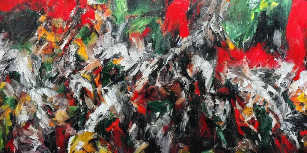 Image similar to dramatic oil painting of freedom for palestine, red green white black