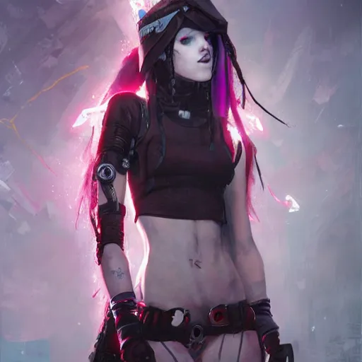 Image similar to cybergoth mimic teen girl, digital artwork by greg rutkowski and hiroriko araki