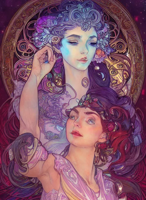 Image similar to Elune, Goddess of the Moon, ambient lighting, 4k, josephine wall, alphonse mucha, lois van baarle, ilya kuvshinov, rossdraws, artstation