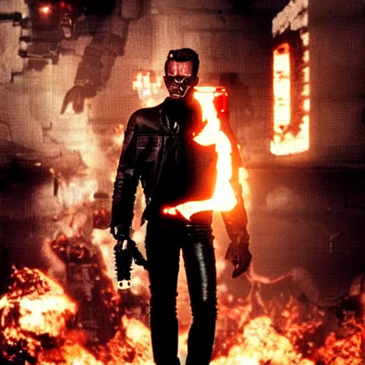 Image similar to Terminator 2, steampunk style, cinematic lighting