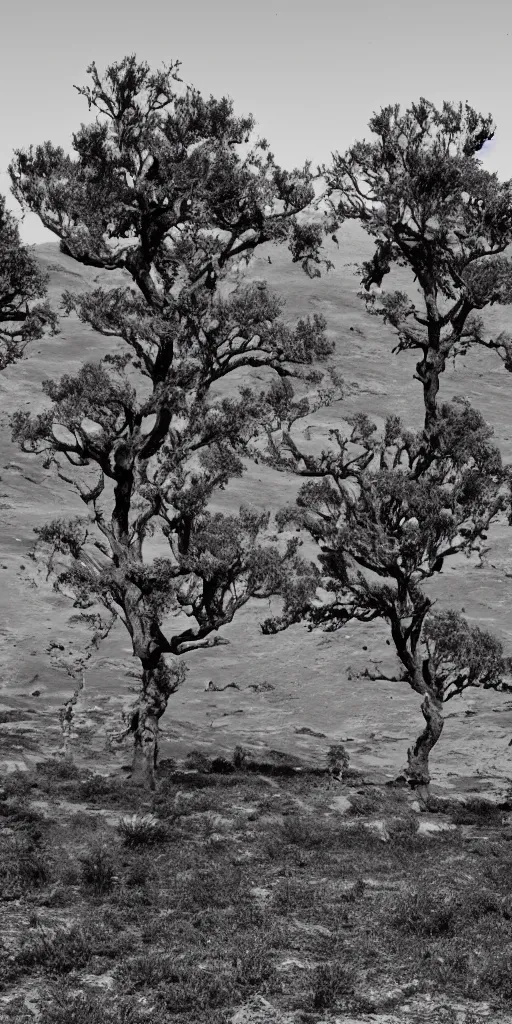 Prompt: old tea trees in mars