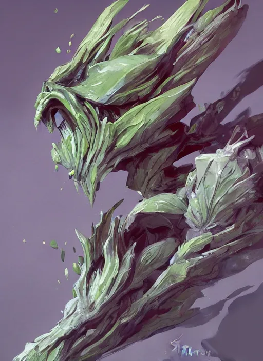 Image similar to semi reallistic gouache gesture painting, by yoshitaka amano, by ruan jia, by Conrad roset, by dofus online artists, detailed anime 3d render cilantro alien monster, cilantro terrible alien monster, antrophomorfic cilantro leaves , portrait, cgsociety, artstation, rococo mechanical, Digital reality, sf5 ink style, dieselpunk atmosphere, gesture drawn