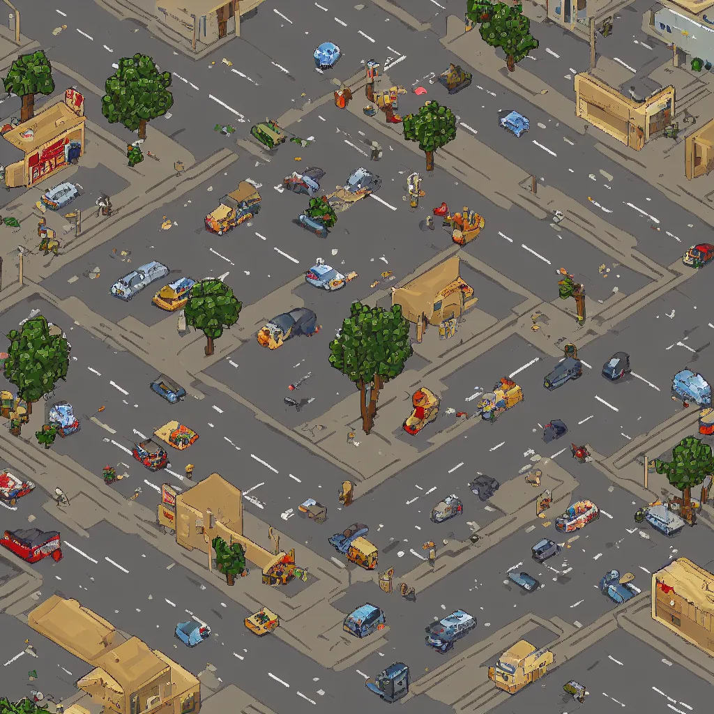 Prompt: screenshot from GTA game in pixelart style