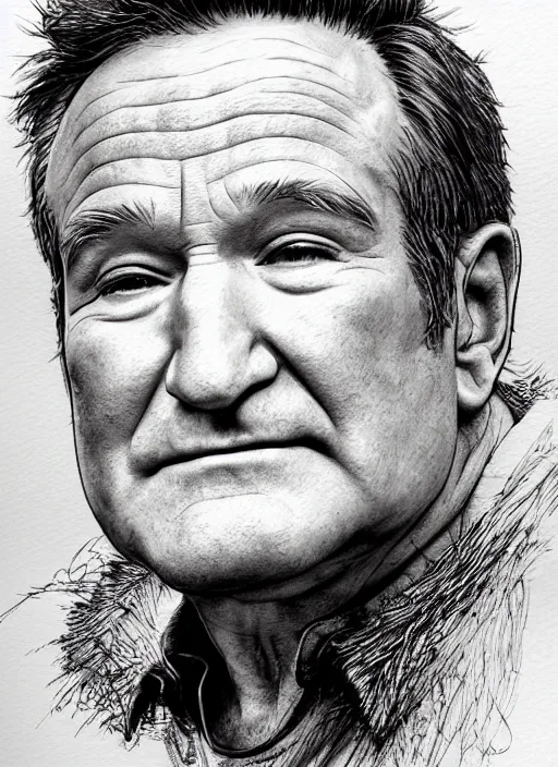 Image similar to portrait, Robin Williams, watercolor, dramatic lighting, cinematic, establishing shot, extremly high detail, foto realistic, cinematic lighting, pen and ink, intricate line drawings, by Yoshitaka Amano, Ruan Jia, Kentaro Miura, Artgerm, post processed, concept art, artstation, matte painting, style by eddie mendoza, raphael lacoste, alex ross