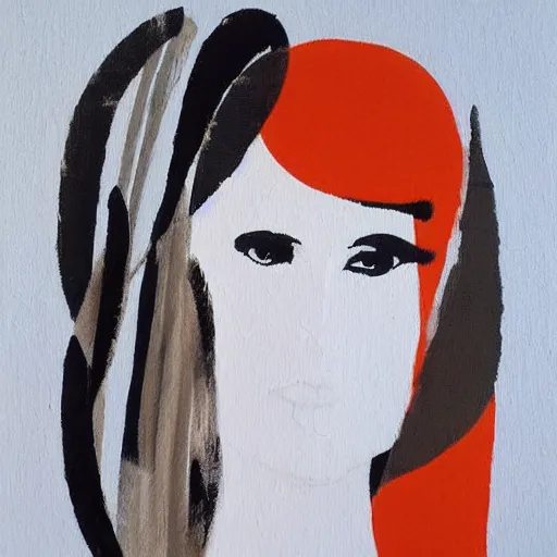 Image similar to chic boho portrait painting of a woman, Abstract Art, Art Print, by Gary Hume, trending on Saatchi Art