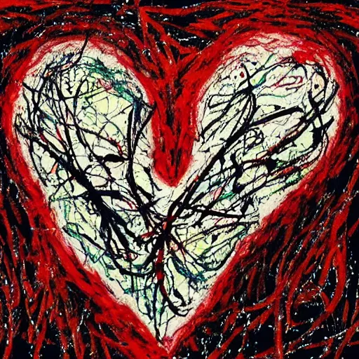 Prompt: anatomically correct heart!!!! by jackson pollock