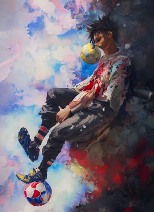 Prompt: surreal gouache painting, by yoshitaka amano, by ruan jia, by conrad roset, by good smile company, detailed anime 3 d render of a neymar jr using a cannon in his foot, portrait, cgsociety, artstation, rococo mechanical and digital and electronic, dieselpunk atmosphere