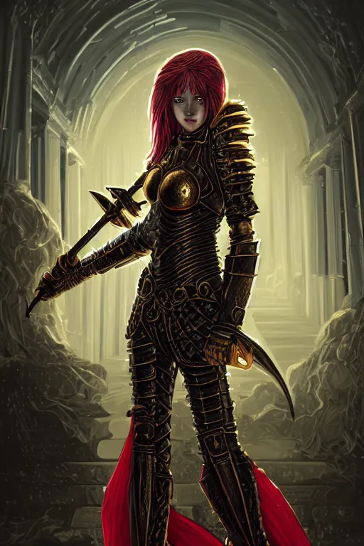 Prompt: portrait knights of Zodiac girl, metallic black and reddish color reflected armor, in heavily rainning ruin Agora of Athens, ssci-fi, fantasy, intricate, rim lights, natural atmosphere, great high details, cinematic lighting,, elegant, golden light, highly detailed, digital painting, concept art, smooth, sharp focus, illustration, art by artgerm and greg rutkowski and alphonse mucha and loish and WLOP