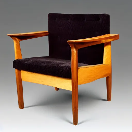 Image similar to midcentury modern wooden chair in the style of mies van der rough high end photoshoot