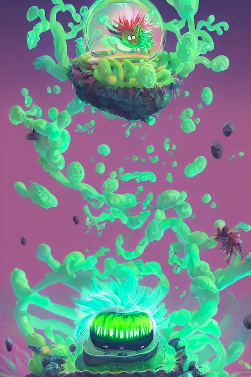 Image similar to roots cactus sushi cristal smurf ghost creature animal sushi cristal very big eye roots cactus elemental flush of force nature micro world fluo fishscale, behance hd by jesper ejsing, by rhads, makoto shinkai and lois van baarle, ilya kuvshinov, rossdraws radiating a glowing aura global illumination ray tracing hdr