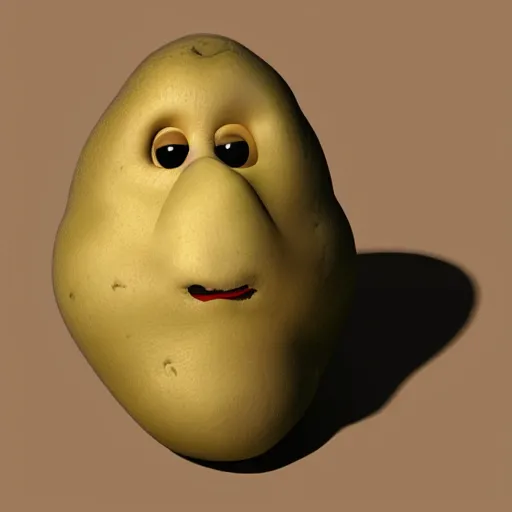 Image similar to 3 d rendered potato with scary face