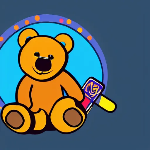 Image similar to Skater teddy bear, sticker, highly detailed, colorful, illustration, drama, smooth and clean vector curves, no jagged lines, vector art, smooth