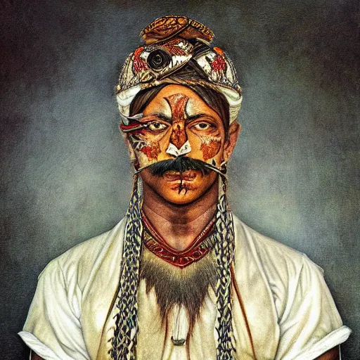 Prompt: A rajput warrior painted by brad kunkle