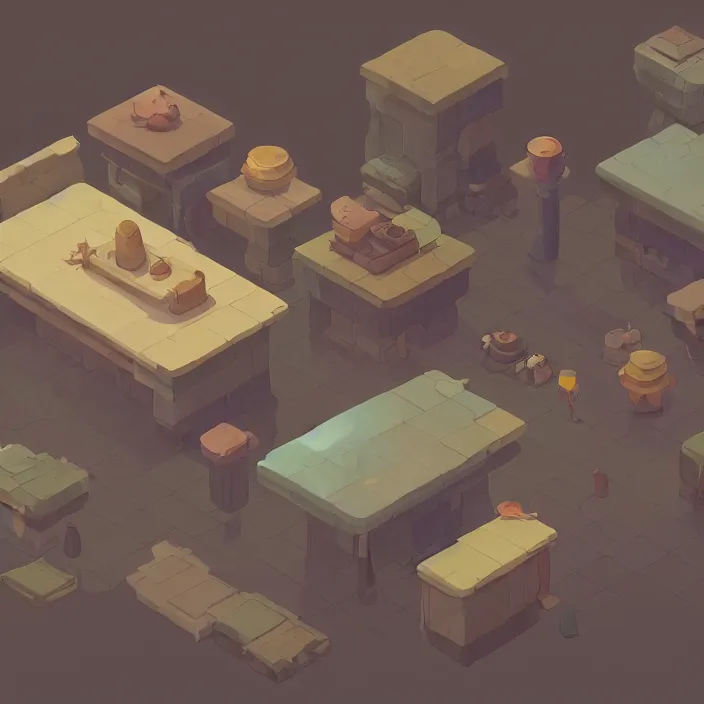 Prompt: isometric view of dark sun - game style items and furniture and rocks against a blank background, seperated game asset, transparent background, cory loftis, james gilleard, atey ghailan, makoto shinkai, goro fujita, studio ghibli, rim light, clear focus, very coherent, soft painting