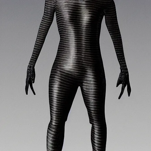 Image similar to a human being with carbon fiber skin,