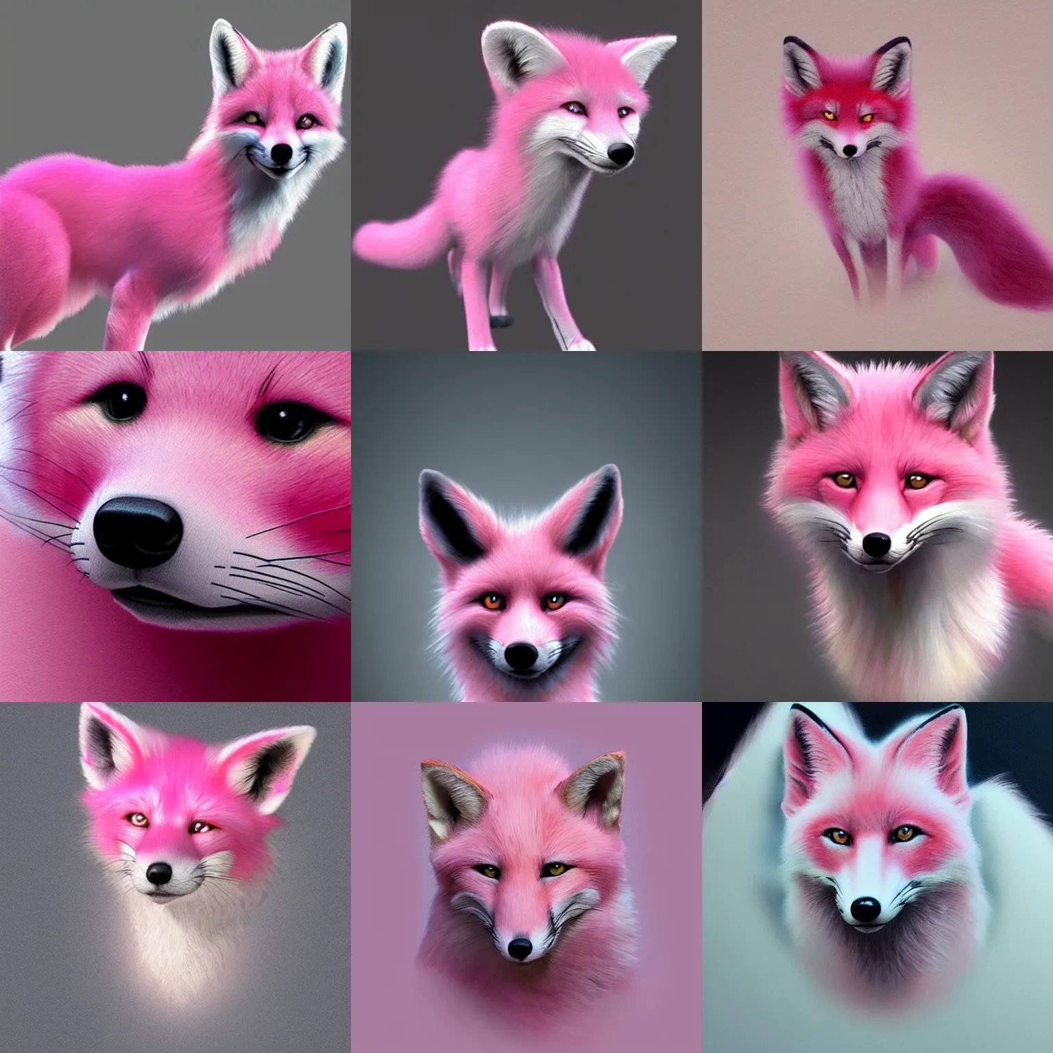 Prompt: pink fox, hyper realistic, 1 6 k, artstation,