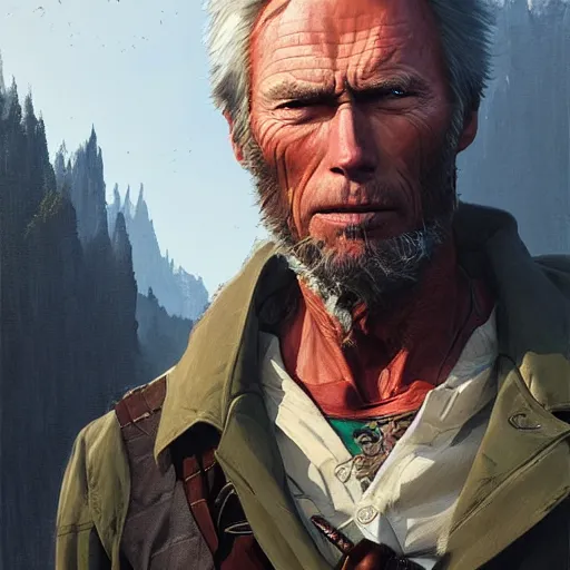 Image similar to highly detailed portrait clint eastwood of cowboy in gta v stephen bliss unreal engine fantasy art by greg rutkowski loish rhads ferdinand knab ma