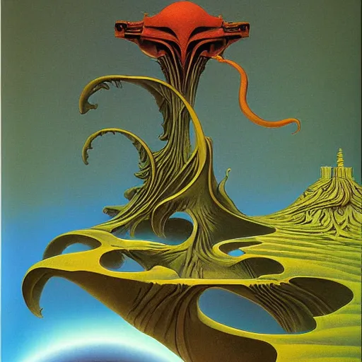 Prompt: divine chaos engine by roger dean, symbolist, visionary