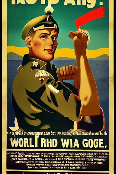 Image similar to world war 2 propaganda poster for the goat army