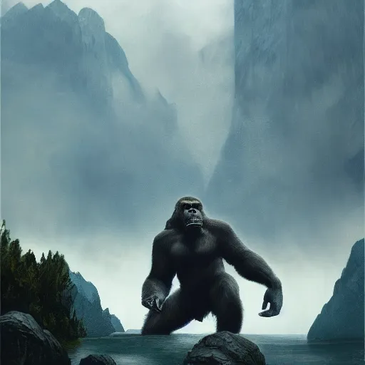 Prompt: King Kong, elden ring boss, matte painting, detailed, elden ring, oil on canvas