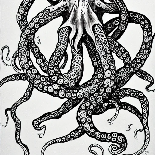 Image similar to tentacles, cthulhu, drawn by araki hirohiko