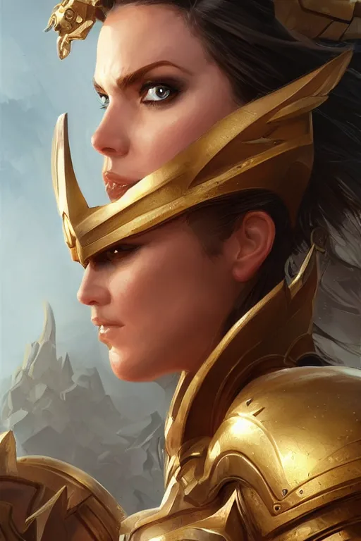 Image similar to amazon valkyrie athena, d & d, fantasy, portrait, highly detailed, headshot, digital painting, trending on artstation, concept art, sharp focus, illustration, art by artgerm and greg rutkowski and magali villeneuve