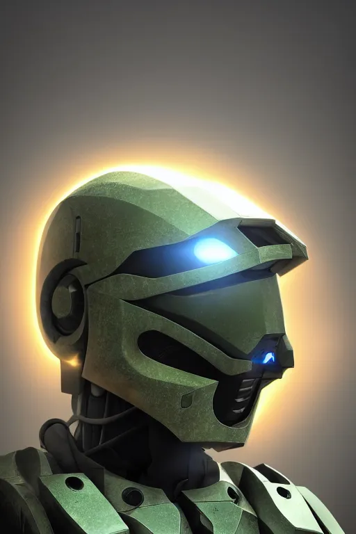 Image similar to robot ninja mask helmet halo master chief radiating a glowing aura global illumination ray tracing hdr fanart arstation by ian pesty and katarzyna da „ bek - chmiel