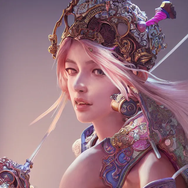 Image similar to studio portrait of neutral good colorful female cleric bard healer as absurdly beautiful, elegant, young skinny gravure idol, ultrafine photorealistic illustration by kim jung gi, irakli nadar, intricate linework, sharp focus, bright colors, octopath traveler, final fantasy, unreal engine highly rendered, global illumination, radiant light, intricate environment