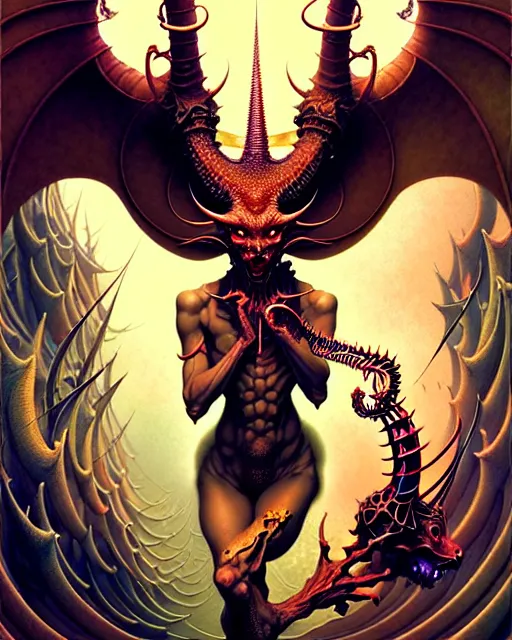 Image similar to the devil tarot card, fantasy character portrait made of fractals, ultra realistic, wide angle, intricate details, the fifth element artifacts, highly detailed by peter mohrbacher, hajime sorayama, wayne barlowe, boris vallejo, aaron horkey, gaston bussiere, craig mullins