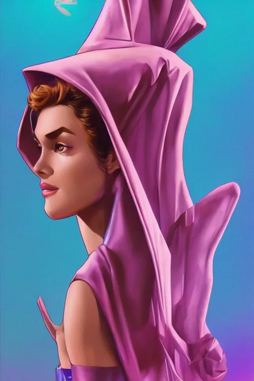 Image similar to 🧕🏽🛸, 8 0 s art deco, artstation, moebius + artgerm, hd,