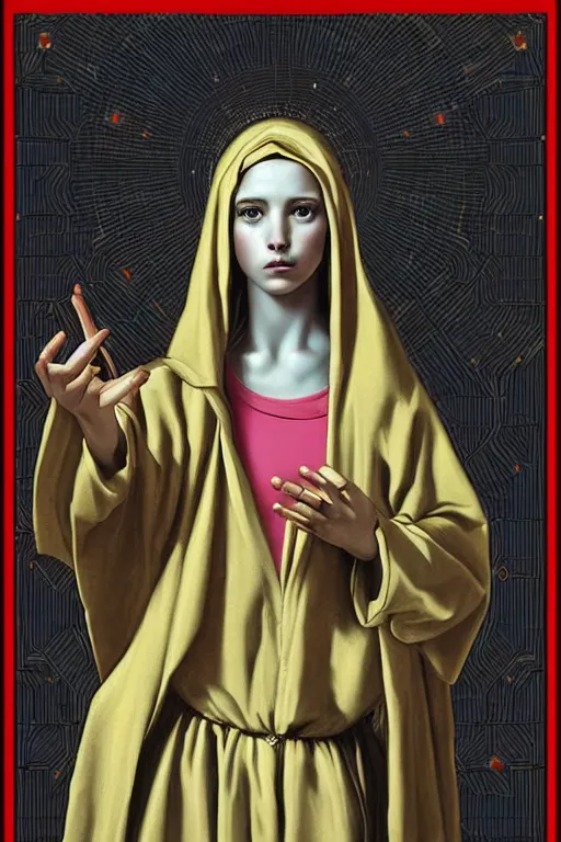 Image similar to virgin mary, cyberpunk, portrait, ultra detailed, Guido Reni style