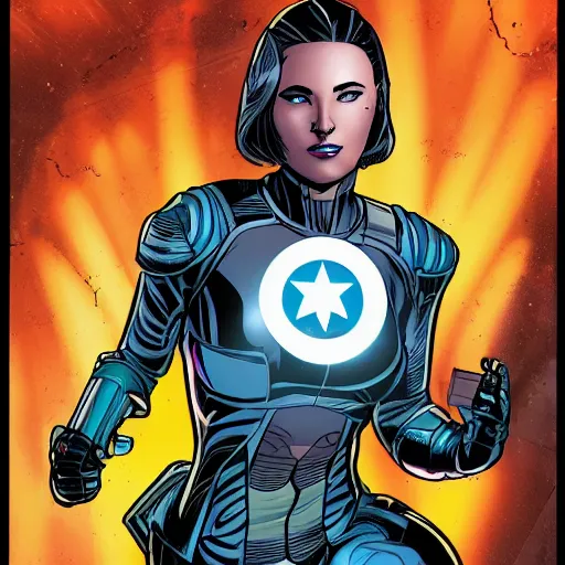 Prompt: portrait of a female android, by MARVEL comics