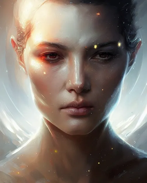 Image similar to portrait of the universe in an eye, elegant, real life skin, intricate, high detailed, artstation, concept art, smooth, sharp focus, art by artgerm and greg rutkowski