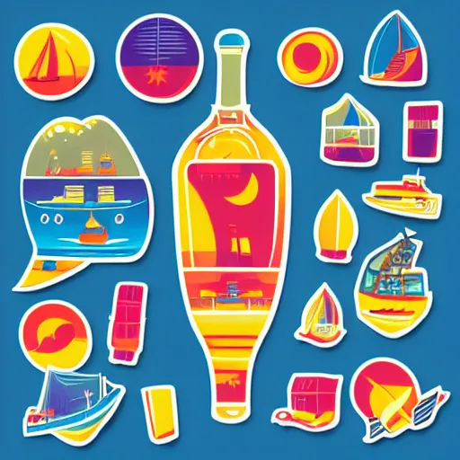 Image similar to Ship in a bottle, sticker, colorful, illustration, highly detailed, smooth and clean vector curves, no jagged lines, vector art, smooth